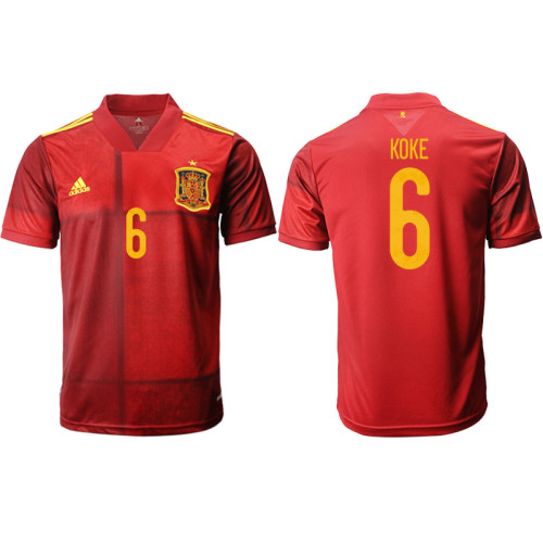 Spain National Soccer Team #6 A. INIESTA Red Home Jersey